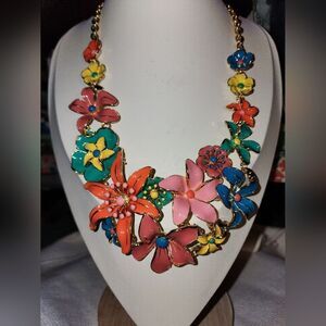 Talbots Floral Multicolor Gold Tone Necklace 21" NWT